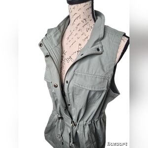 CJ Banks Women's Camp Zip & Snaps Sleeveless Green Vest Fisherman-Core - XL